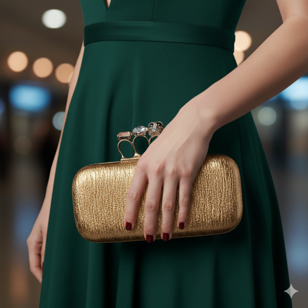 Evening Bag - Skull & Stone Knuckle Clutch Bags - Bronze - BG-EHP7101BZ